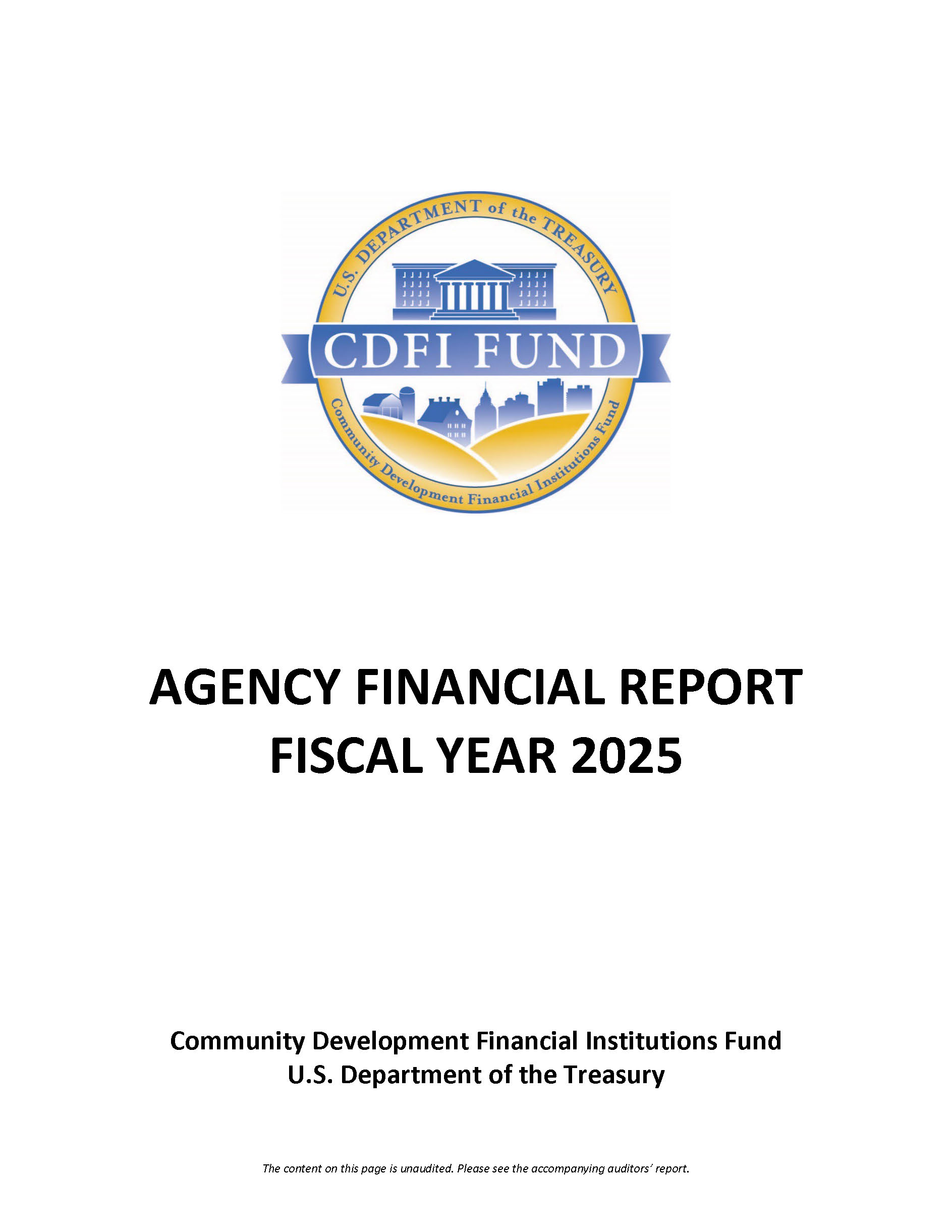 CDFI Fund FY 2025 Agency Financial Report